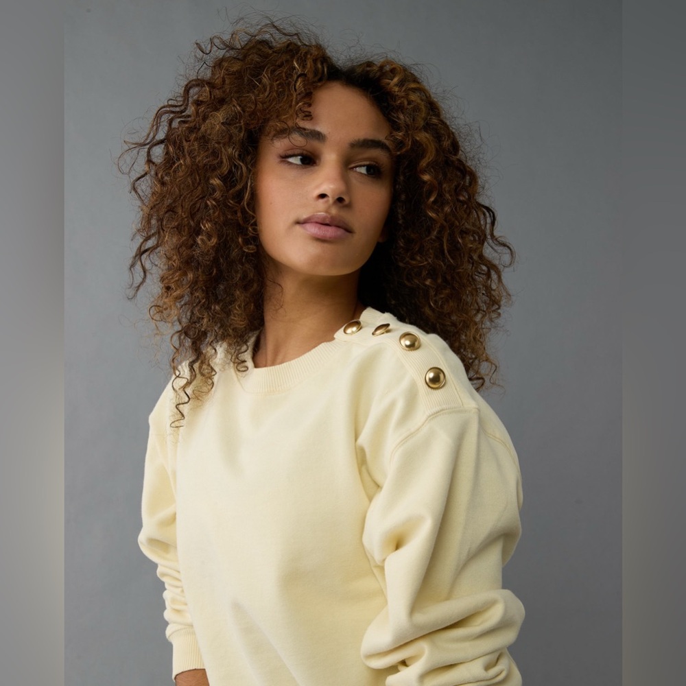 American Eagle Button Shoulder Crew Neck Sweatshi… - image 4